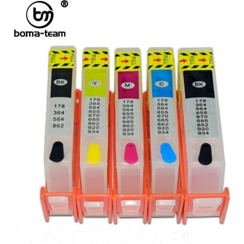 BOMA-TEAM HP364 364 364XL Refill Ink Cartridge With Auto Reset Chip For HP Photosmart 7510 7520 B8550 C5324 C5380 C6324 Printer