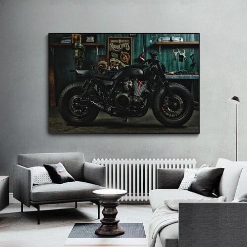 Black motorcycle The locomotive Canvas Posters Canvas Painting Wall Art Pictures Posters Prints Wall Decoration for Living Room