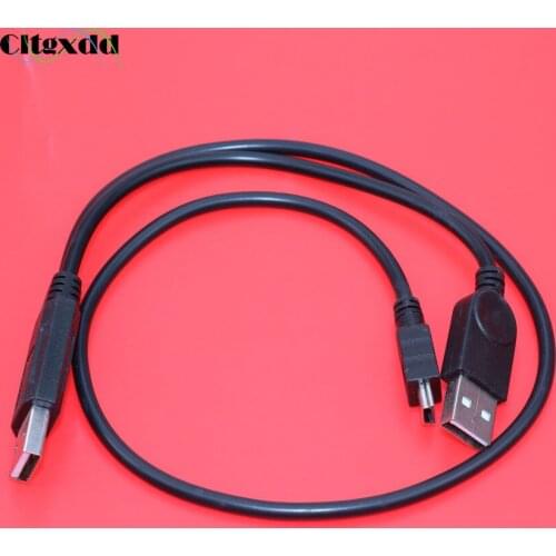 Cltgxdd 1PCS USB 2.0 Male to Mini USB 5pin Male + USB2.0 Male Adapter Y-Splitter Data Sync Extension Charging Cord Power Cable