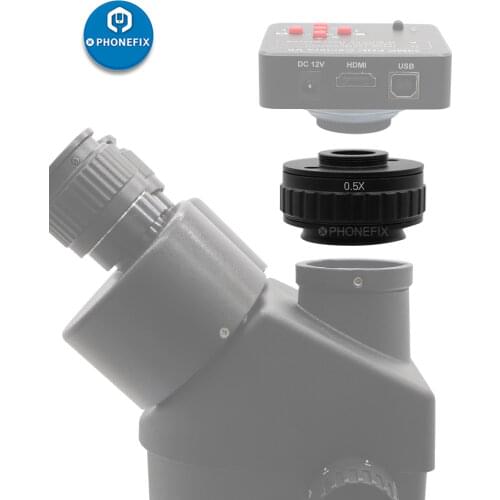 CTV 0.35X/0.5X Focus Adjustable C Mount Lens Adapter Ring for New Style Trinocular Stereo Microscope Camera Adapter Accessories