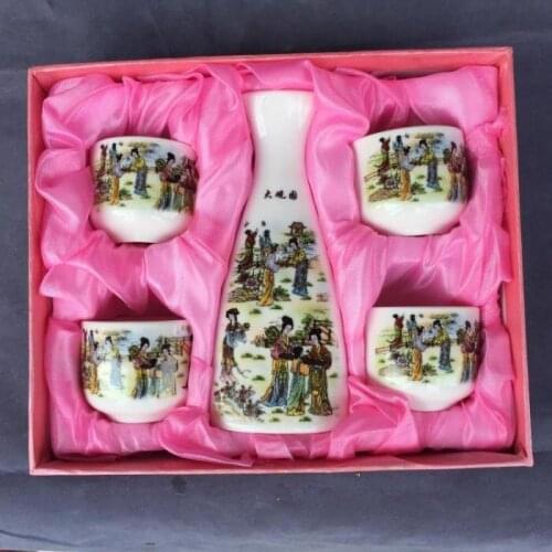 Jingdezhen, blue and white ink and porcelain, Japanese sake, wine set