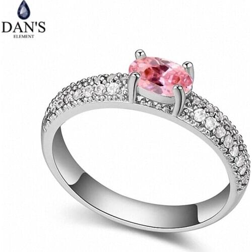 DANS Real Austrian Crystals Brand AAA Zirconia Micro Inlays Fashion Ring for women New Geometric 111270pink