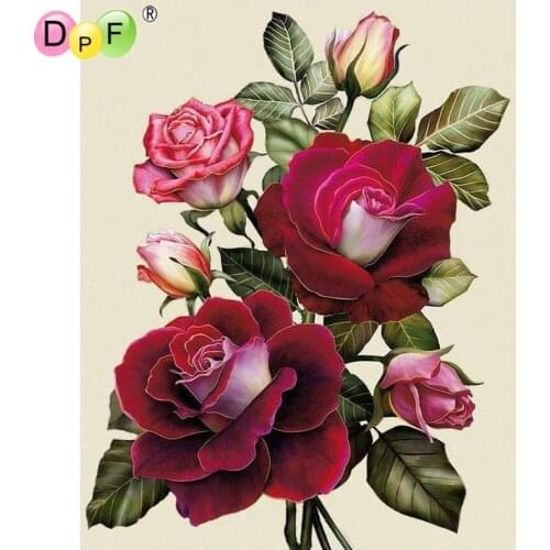 DPF diamond embroidery red flowers full square rhinestone needlework diamond mosaic kit diamond painting cross stitch diy crafts
