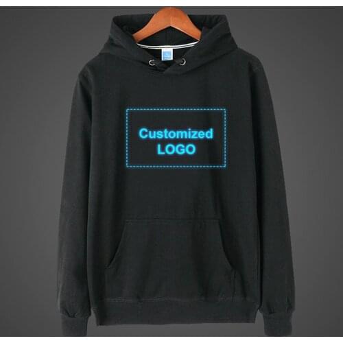 Fluorescent Luminous Men/Women Custom Hoodie Customize Logo Printing Hooded Sweatshirt Unisex Plus Size Coat