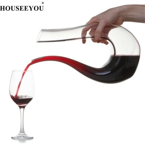 HOUSEEYOU 1500ML Handmade Crystal Red Wine Glass Decanter Brandy Decant Set Jug Bar Champagne Water Bottle Drinking Wedding Gift