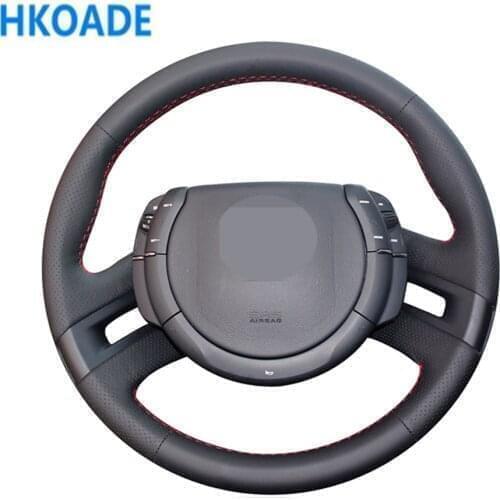 DIY Black Comfortable and Breathable Genuine Leather Car Accessories Steering Wheel Cover For Citroen C4 Picasso 2007-2013