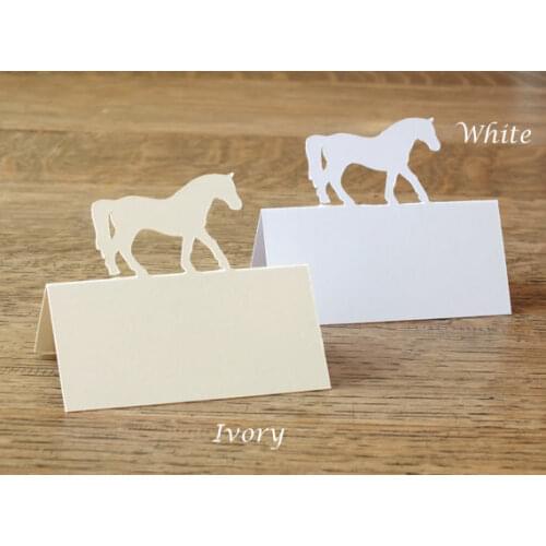Personalised color horse pony rustic Wedding Party Escort place Cards Tent seating table number card Placecard