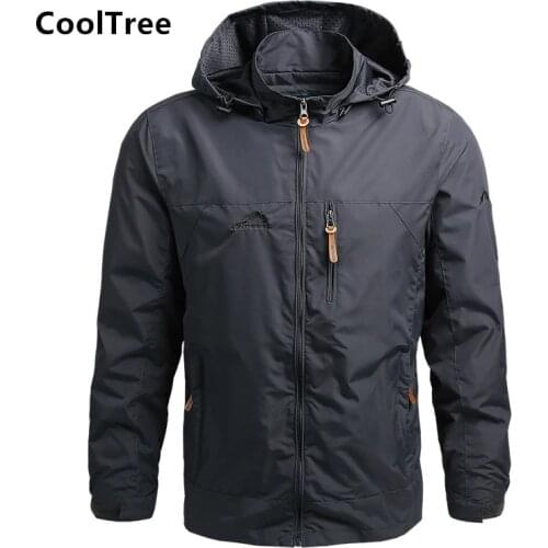 CoolTree Men Jackets Spring Autumn Windproof Casual Hooded Coats Male Solid color Slim Fit Zipper Outerwear Brand Clothing
