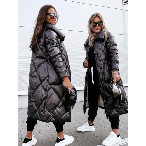 Autumn Winter Coat Women Oversize Casual Streetwear Jacket Long Sleeve Warm Outerwear Quilted Parka Cotton Padded Puffer Jackets