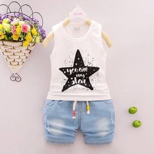 Summer Fashion Brand Baby Boys Girls Clothes Children Vest And Shorts Kid Clothing Set Pattern Toddler Tracksuits