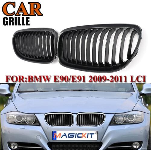 MagicKit 1 Pair Carbon Fiber Look Front Kidney Sport Grilles Grille For BMW E90/E91 Sedan 323i 328i 335i LCI 2008-2011