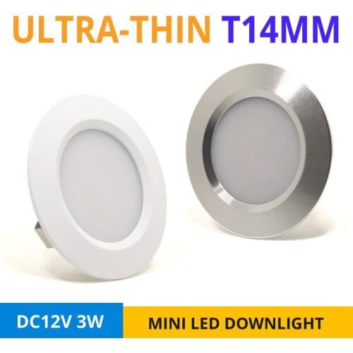 Mini Recessed Ceiling Light Ultra-thin 3W 12V DC LED Spot Slim Lamp Indoor Showcase Kitchen Cabinet Small Downlights Hole 55mm