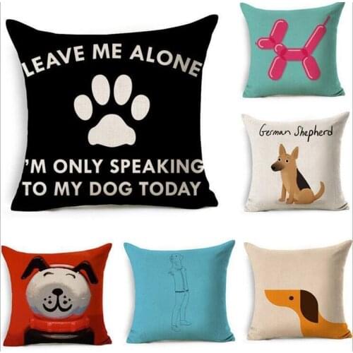 Dog Pattern Pillow Case Throw Pillowcase Cotton Linen Printed Pillow Covers For Office Home Shipping
