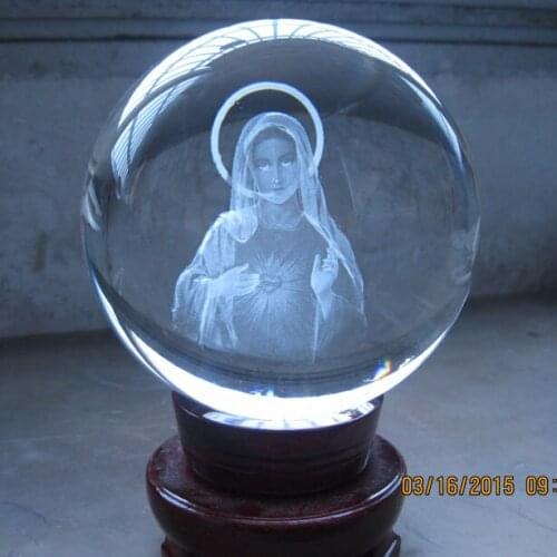 Wholesale Christianity # 2020 blessing HOME family Health safety - 3D Virgin Mary Crystal Internal carvings art statue
