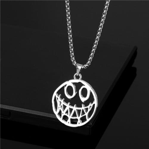 Punk Irregular Devils Smile Pendant Necklace For Women Hip Hop Monster Smiley Face Necklaces Men Partry Fashion Jewelry B101