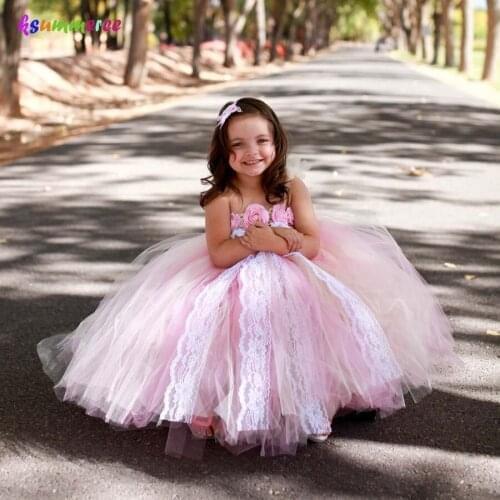 Flower Girls Tutu Dress For Wedding Party Elegant Princess Girl Dress Boutique Baby Birthday Party Dress Photo Props