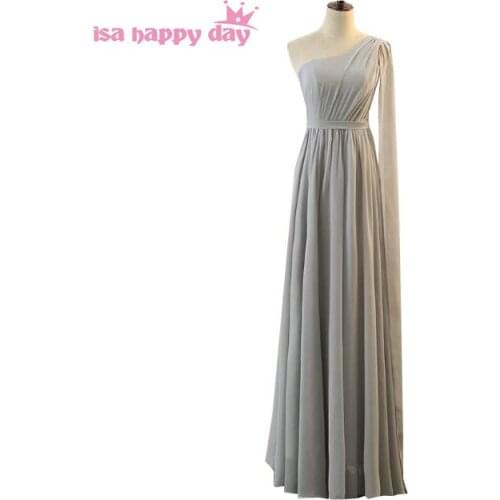 Special occasion brides maid dresses girl gray one shoulder formal women bridesmade dress for ladies for weddings H4138