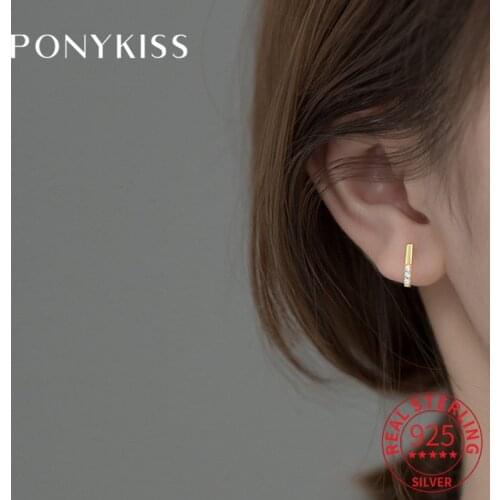 PONYKISS Classic S925 Sterling Silver Colorful Zircon Stud Earrings for Women Party Fine Jewelry Accessory wholesale Gift