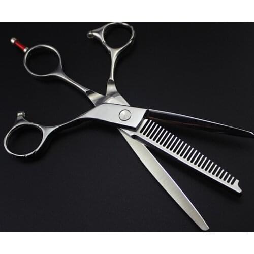 Professional Japan 440c 6 inch 2 in 1 hair cutting + thinning multi blade hair scissors shears cut barber hairdressing scissors