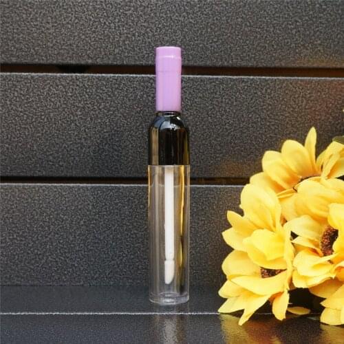 5ML 10/30/50pcs Empty Purple Plastic Lipgloss Bottle with Colored Cap, Wine Shape Creative Portable Lip Gloss Tube