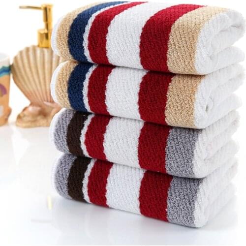 Luxury Color stripe Face Towel 100% Cotton 34 * 74cm Soft Towel Terry Absorbent washcloths Home Kitchen Tea Towels 2pcs