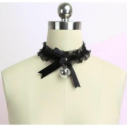 Sexy Accessories Women Gothic Sexy Lace Collar Pendant Bow Knot Bell Choker Necklace Women Adult Products Sex Toys for Women
