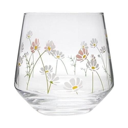 Flower Glass Cups Belly Coffee Mug Small Daisy Transparent Mug Water Tumbler Large Capacity Yogurt Milk Tea Bear Mug Gift