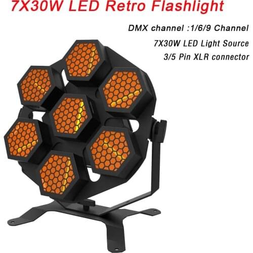 Strobe Effect LED Stage Light 7X30W Retro Flash Light Dj Disco Ball Lumiere Sound Party Wedding Stage Light Wash Effect Lighting