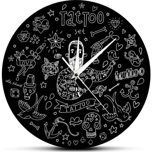 Tattoo Salon Modern Design Wall Clock Charming Tattoo Fashion Style 3D Wall Clock Decor Unique Gift