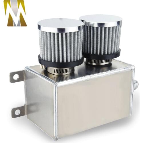 Universal 1.2L 2 Ports Fuel Oil Catch Can AN10 Fittings Oil Tank With 2 air Filters Oil Catch Reservoir Tank Can Breather Kit