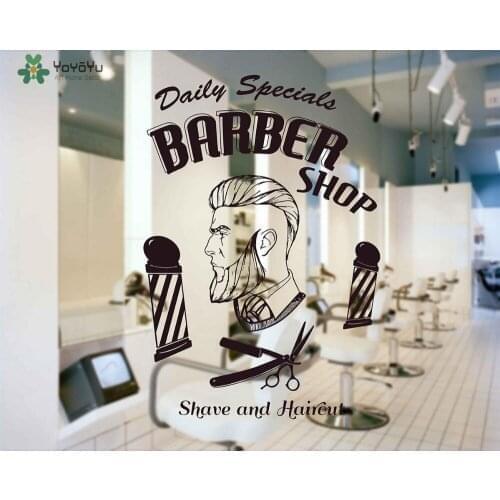 Hair Salon Wall Decal Man Barbershop Haircut Vinyl Wall Sticker Interior Window Art Decor Quote Hairstyle Removable Design SY432