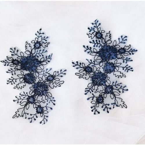 2Paris(4Pcs) Embroidery Lace Bone White Wedding Dress The Bride Headdress DIY Craft Materials Decorative Supplies