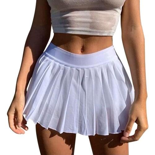 2020 New Tenny Skirt A-line White High Waist Mini Tennis Skirt Ruffle Casual Skirt Womens Summer Overall Skirt Tennis Skorts