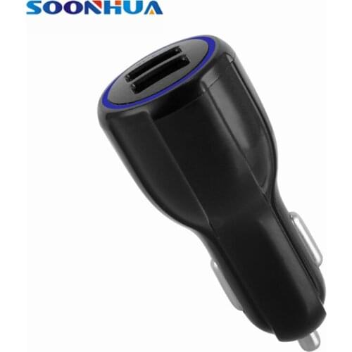 SOONHUA Portable LED Light Multiple Protection Car Charger QC3.0 5V 3.1A Dual USB Fast Charging Adapter For iPhone Samsung HTC