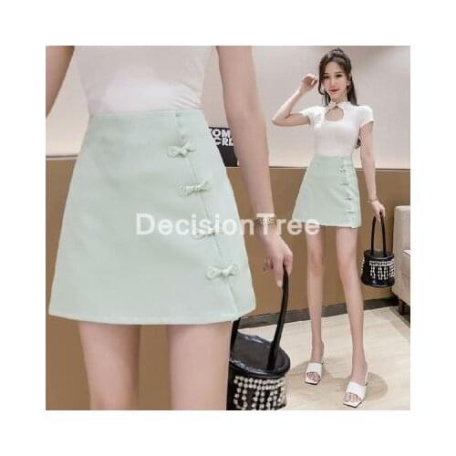 2021 women chinese style skirt traditional oriental clothing print qipao dress retro elegant lady highwaist cheongsam skirts