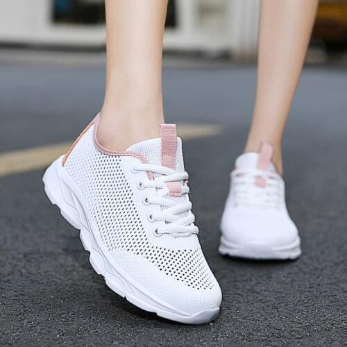 Mr Co Women Casual Shoes 2021 New Fashion Breathable Walking Mesh Flat Shoes Sneakers Women Vulcanized Shoes White Women Shoes