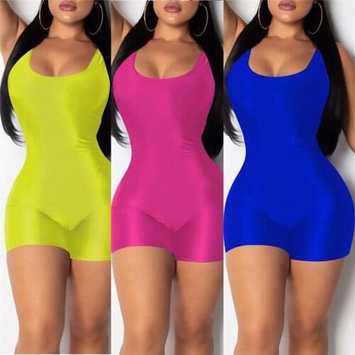 2019 Women Sexy Strapless Playsuit neon color Skinny Bodysuit Reflective Clubwear Sport Jumpsuit Rompers Leotard Trousers
