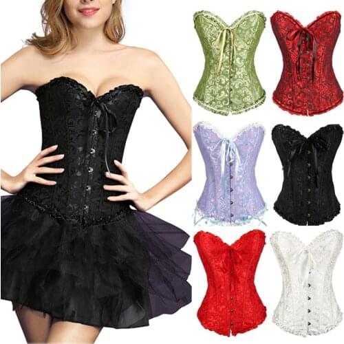 Woman Shapewear Costumes Corsets And Bustiers Lingerie Sexy Bowknot Lace Corset Overbust WaistTrainer Plus Size XS-6XL