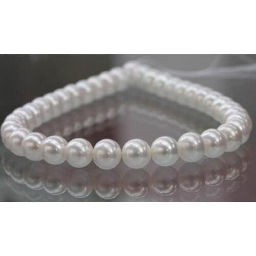 Hot sale Beautiful south sea Cultured AAA+ 6.5mm-7mmwhite pearl necklace 18"