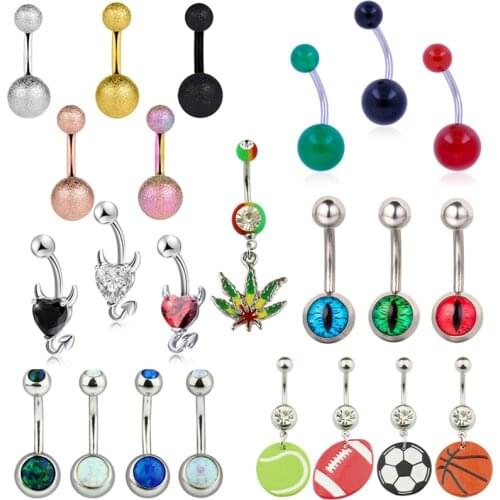 1pc Navel Ring Belly Button Rings Piercing Stainless Steel Dangling Ombligo Bar Stud Barbell Sexy for Women Body Jewelry 14G