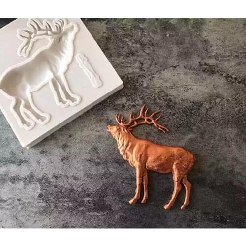 1PC Christmas Elk Silicone Mold Fondant Cake Decorating Tools Cookies Biscuits Accessories Baking Mold