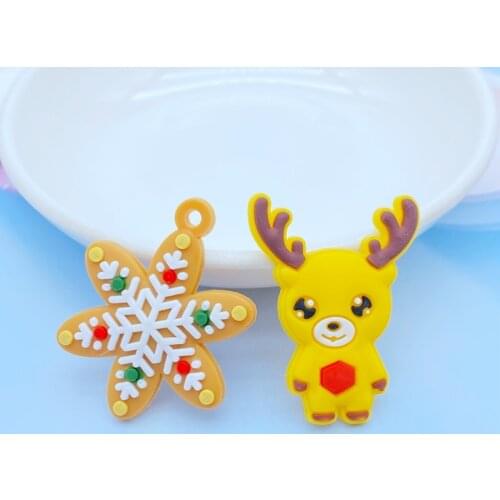 10pcs Cute Mini Christmas Series PVC flexible glue Flat back DIY Scrapbook Embellishment Phone Craft Decoration K42