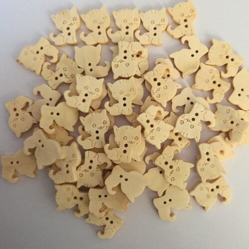 100pcs 2 Holes Decorative Buttons Cartoons Wooden Buttons for Sewing Scrapbooking Crafts DIY Clothing Accessories 13x20mm