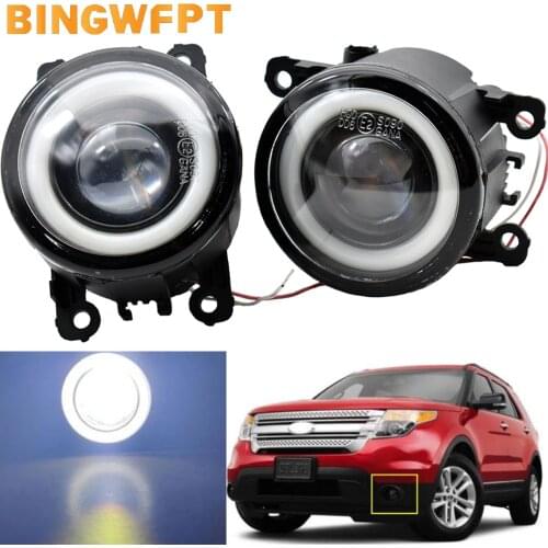 2X LED Fog Light Angel Eye DRL Daytime Running Light 12V For Ford Explorer 2011-2014
