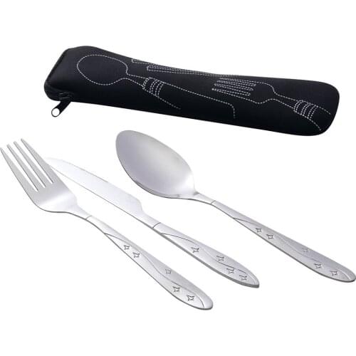High Quality 3 Pcs Stainless Steel Knifes Fork Spoon Family Travel Camping Eating Tool Product selling Household Standby