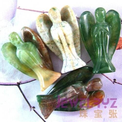 5pcs & 2020 Fashion Natural Beautiful Indian agates Angel Charms Statue Carved Angel Figurine With Wing Pendant Stone Pendants
