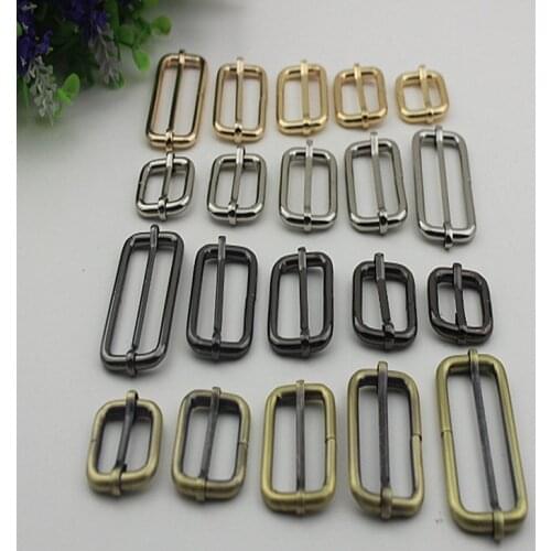 5pcs1.3/1.7/2/2.6/3.3/3.8/5cm Metal Tri-glides Wire-formed Roller Pin Buckles Strap Slider Adjuster for bag buckle garment acces