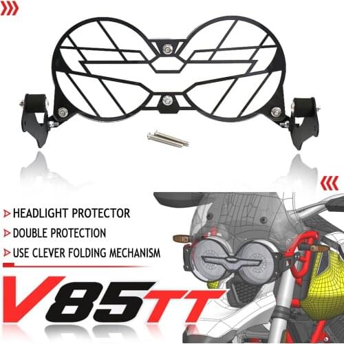Motorcycle Accessorie New For Moto Guzzi V85 TT Folding Headlight Guard Protector Grille Grill Cover V85TT Acrylic iron Guard