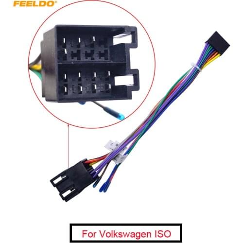 FEELDO 5Pcs 16P Car Head Unit Wire Harness Adapter For Volkswagen ISO OEM Car Radio Harness #FD2054