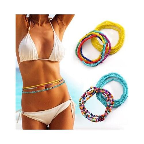 Bohemia Waist Beads Body Chains Jewelry Elastic Summer Sexy Bikinis Wholesale Beach Waist Chain Belt Strand Charms Waistband